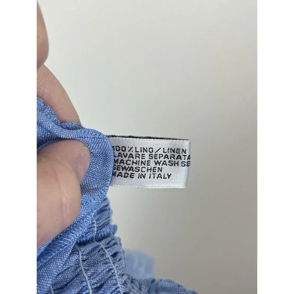 Sagimar 100% Linen Pants Pull On Blue Wide Leg Women's Made In Italy Linen Sz S? - Picture 4 of 7